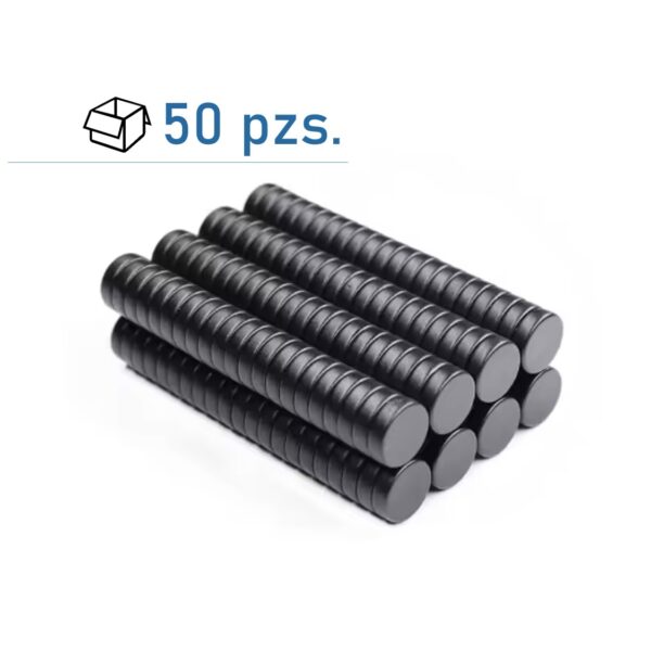 Conjunto de imanes de disco Ø 12×3 mm (Epoxi negro)/ 50 pzs.