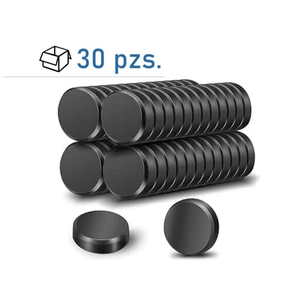 Conjunto de imanes de disco Ø 12×3 mm (Epoxi negro)/ 30 pzs.