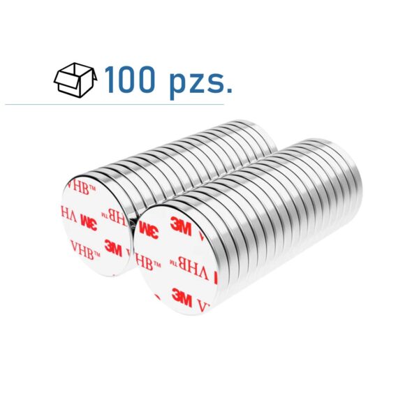 Conjunto de imanes de disco Ø 12×2 mm Adhesivo/ 100 pzs.