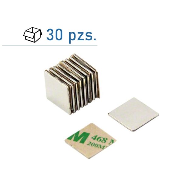 Conjunto de imanes de bloque 20х20х1 mm Adhesivo/ 30 pzs.