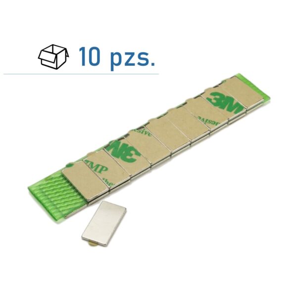 Conjunto de imanes de bloque 15х8х1 mm Adhesivo/ 10 pzs.